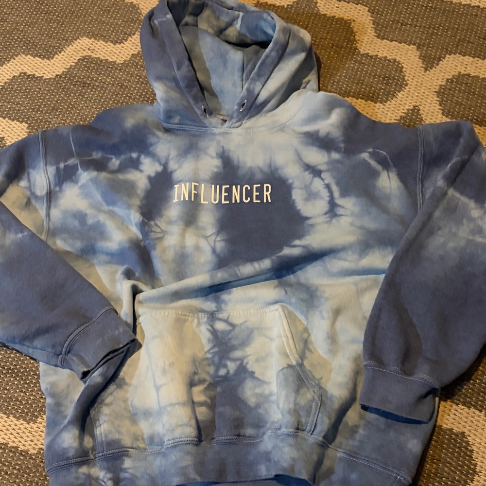 Influencer Men's Blue Tie-Dye Hoodie